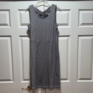 Talbots Gray Striped Backless Dress